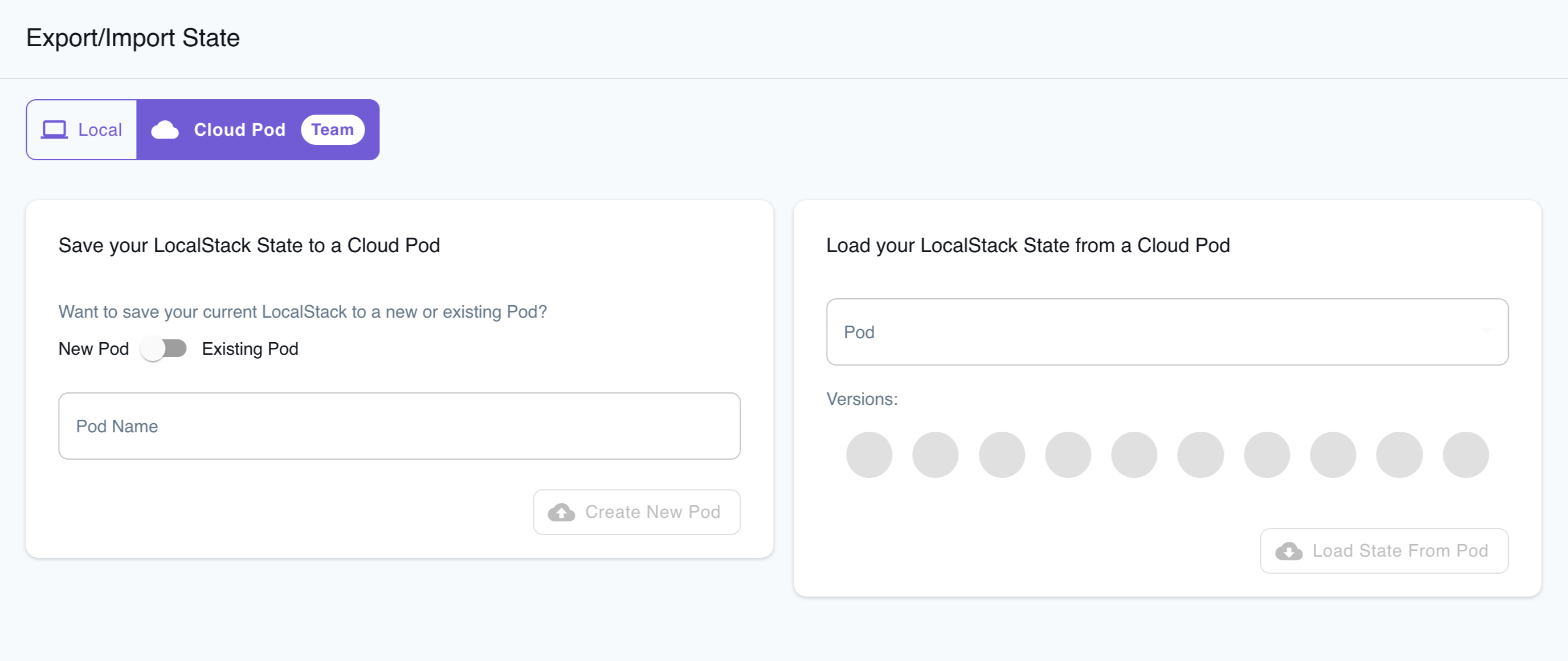 LocalStack Export/Import State Cloud Pod Mode