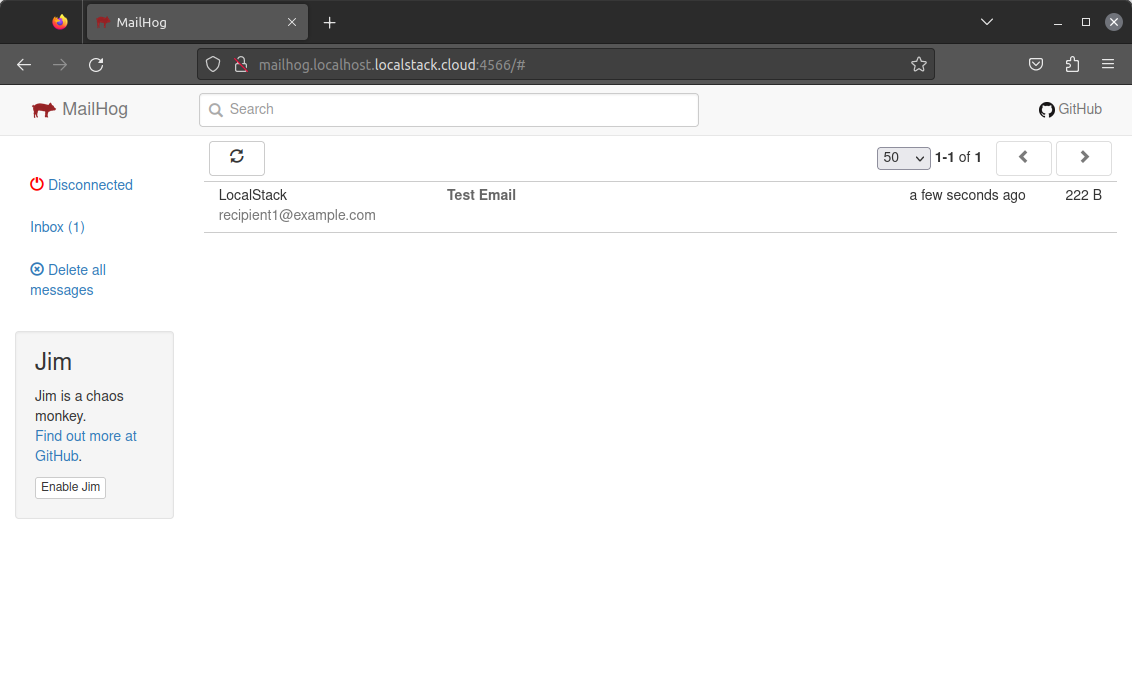 Mailhog UI