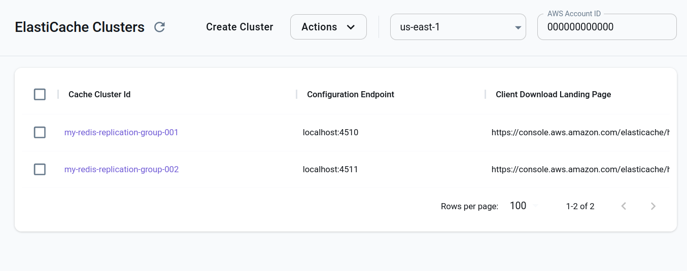 Create a ElastiCache cluster in the resource browser