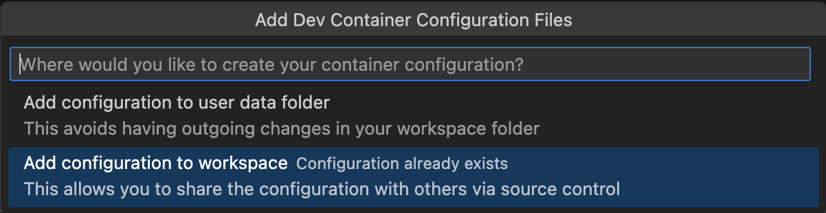 Add configuration to workspace