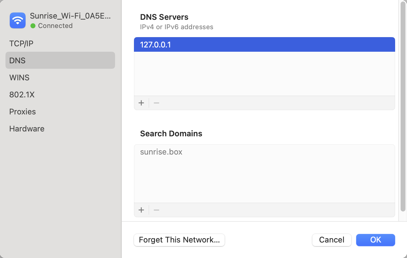 macOS DNS server configuration