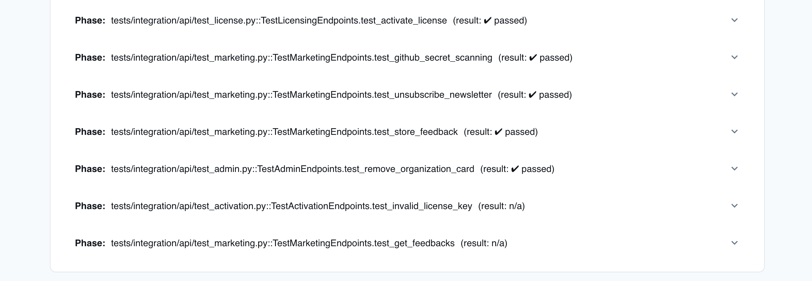 Request/Response traces from the application tests
